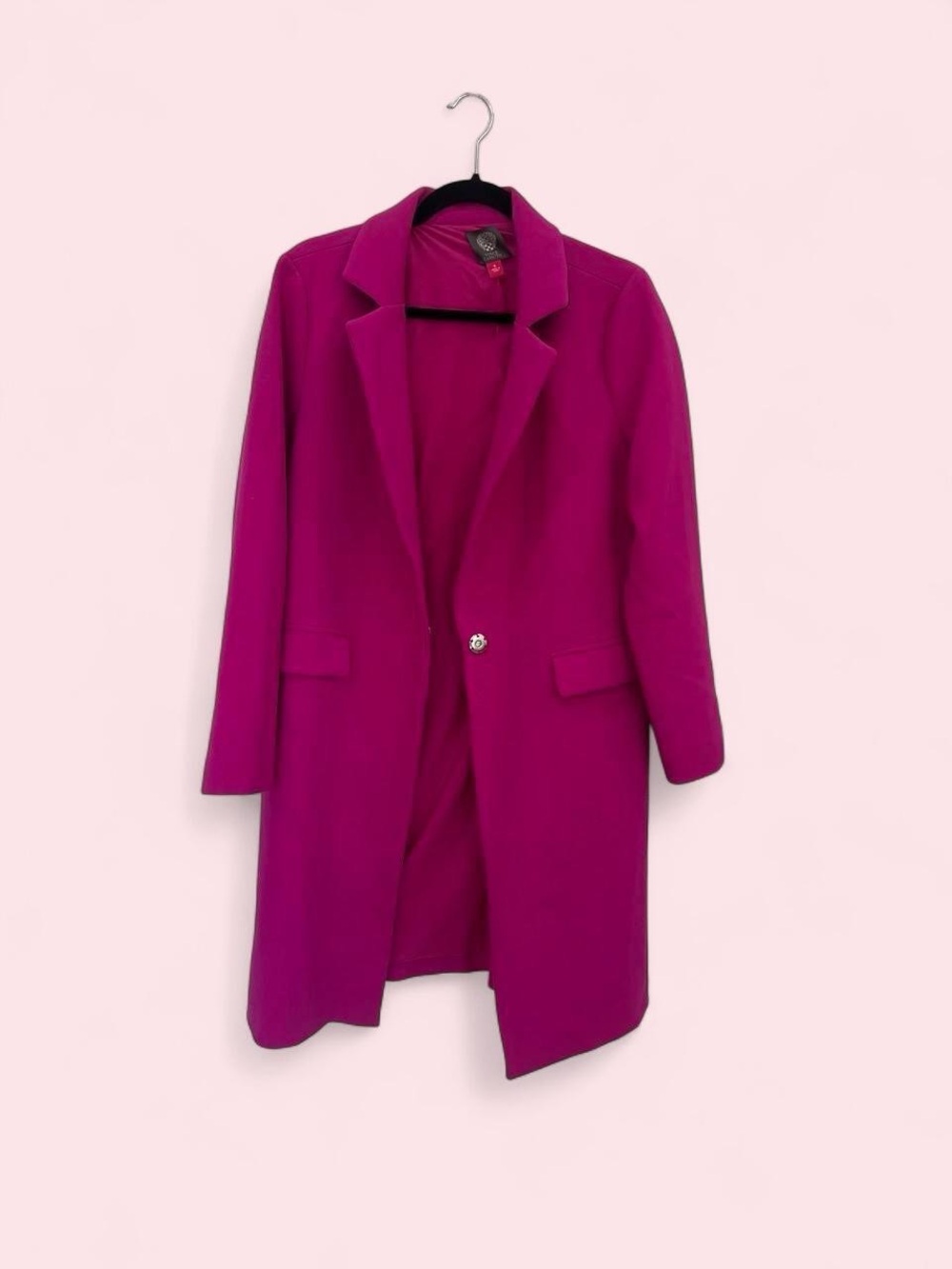 Vince Camuto Women's Magenta Long Single-Button Trench Coat
